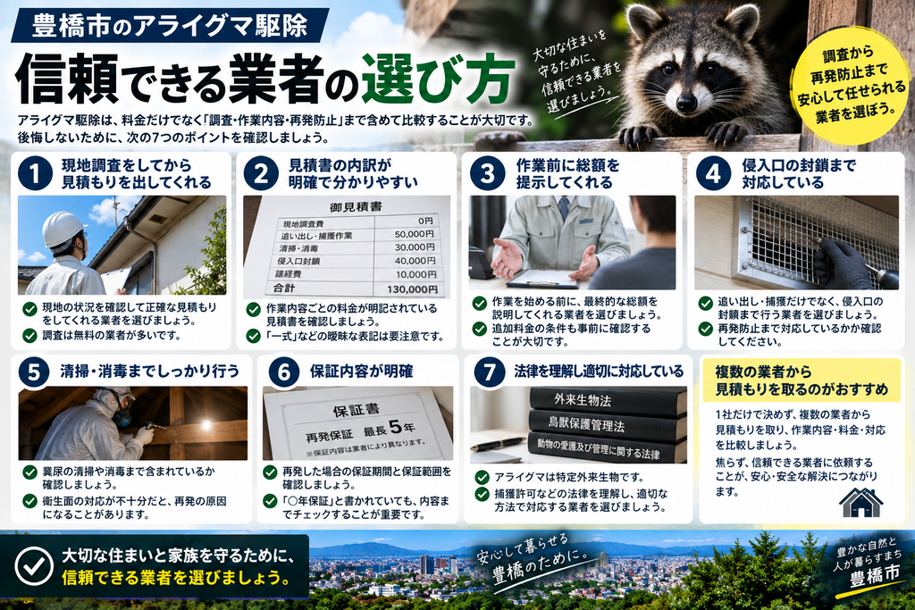 アライグマ駆除業者の選び方をまとめた図解