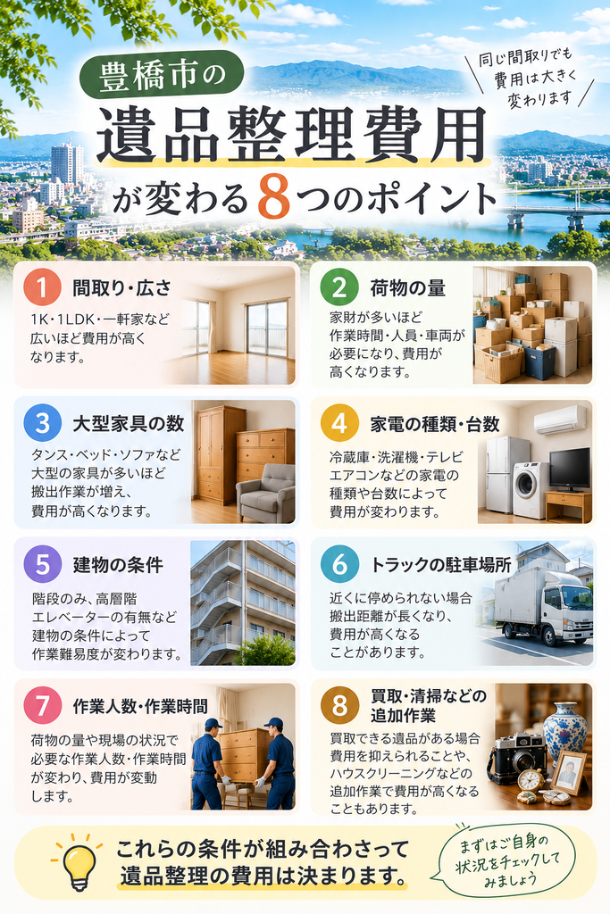 豊橋市の遺品整理費用が変わる8つのポイント