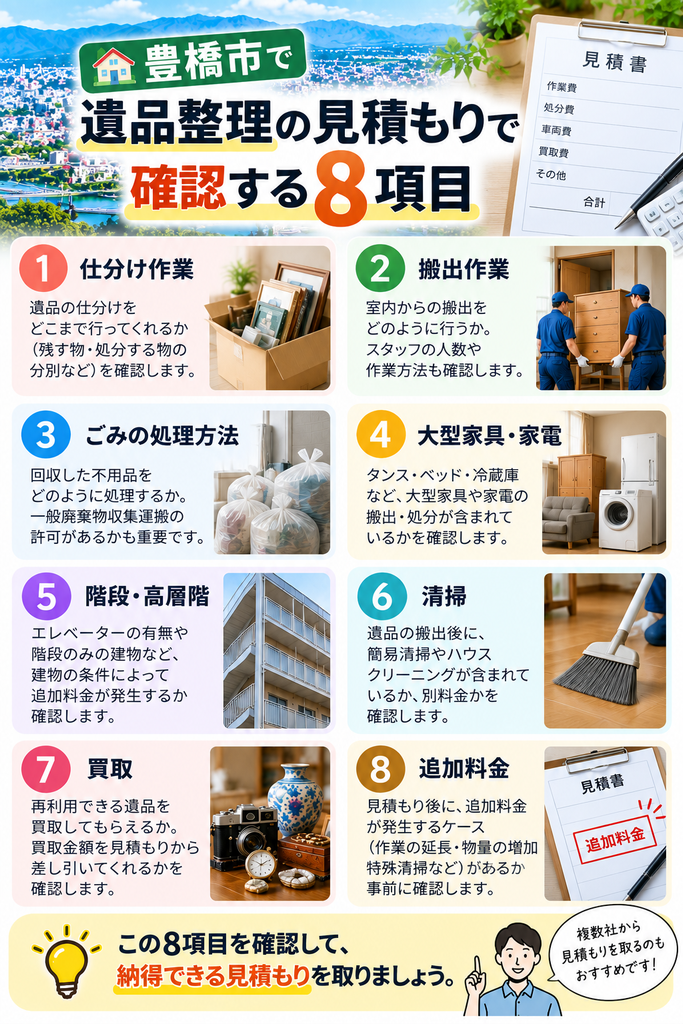 豊橋市の遺品整理｜見積もりで確認したい8項目